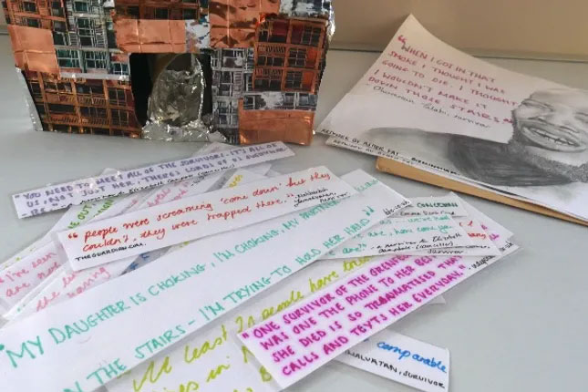 Quotes from Grenfell witnesses Want to see some of the quotes Asher collected?|Click through to the next pages.|Content warning: Some of the quotes share descriptions of the survivors' experience when in the building.