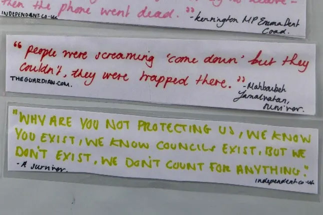 Quotes from Grenfell witnesses